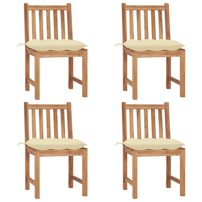 Sedie da Giardino 4 pz con Cuscini in Legno Massello di Teak
