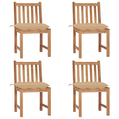 Sedie da Giardino 4 pz con Cuscini in Legno Massello di Teak