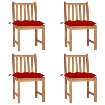 Sedie da Giardino 4 pz con Cuscini in Legno Massello di Teak