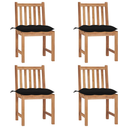 Sedie da Giardino 4 pz con Cuscini in Legno Massello di Teak