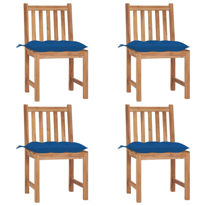 Sedie da Giardino 4 pz con Cuscini in Legno Massello di Teak