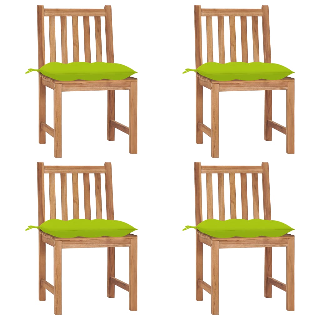 Sedie da Giardino 4 pz con Cuscini in Legno Massello di Teak