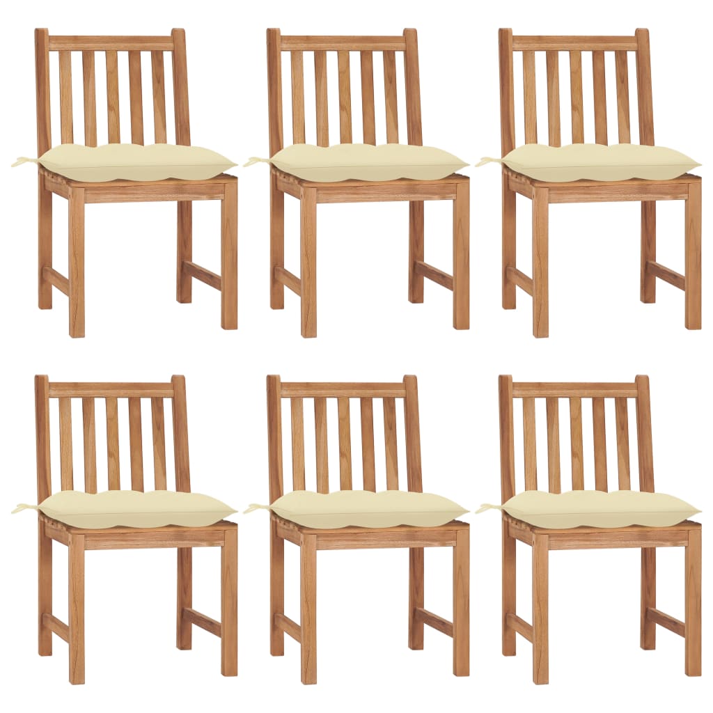 Sedie da Giardino 6 pz con Cuscini in Legno Massello di Teak