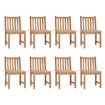 Sedie da Giardino con Cuscini 8 pz in Legno Massello di Teak