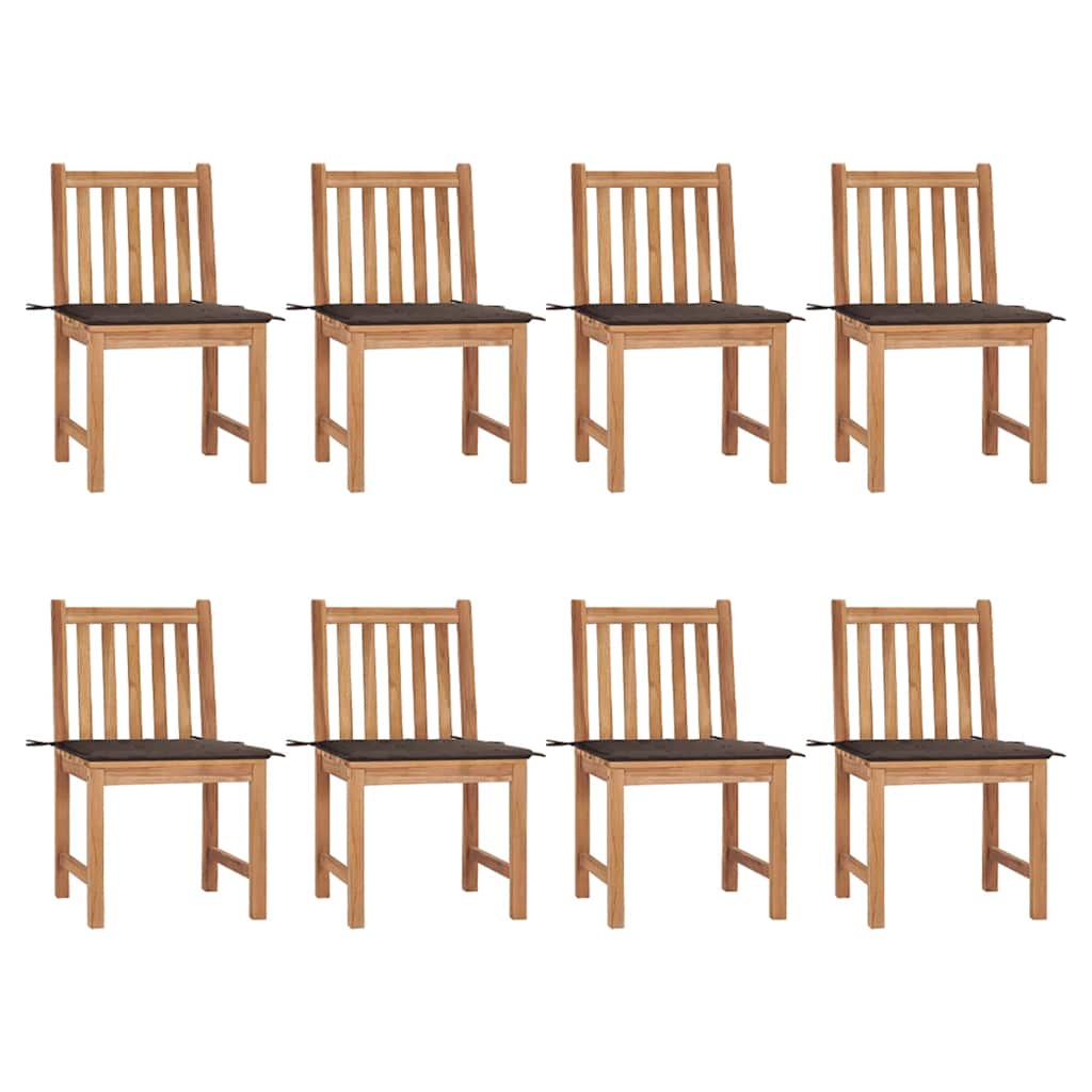 Sedie da Giardino con Cuscini 8 pz in Legno Massello di Teak