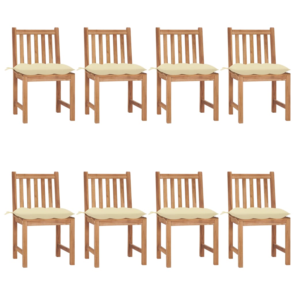 Sedie da Giardino con Cuscini 8 pz in Legno Massello di Teak
