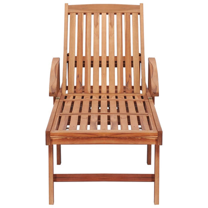 Lettini Prendisole 2 pz con Tavolo e Cuscino Massello di Teak