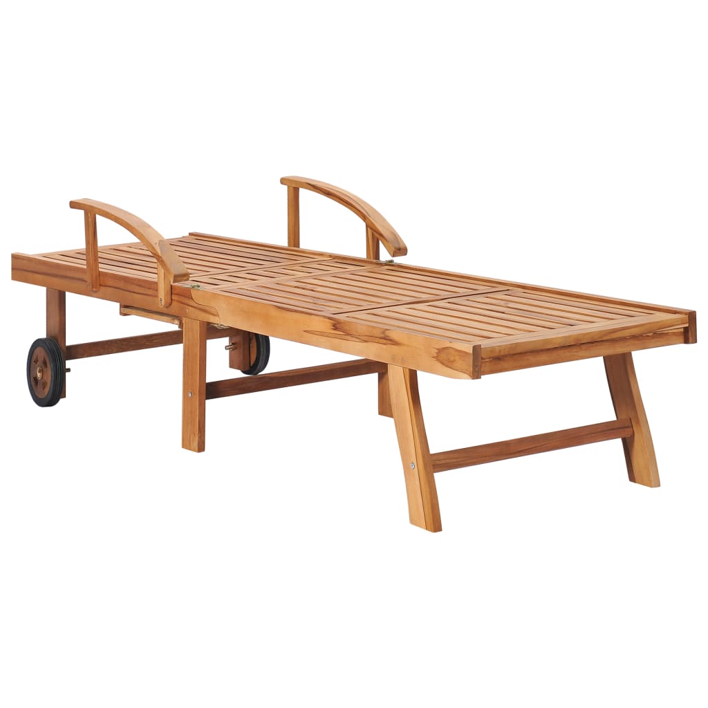 Lettini Prendisole 2 pz con Cuscino Blu Legno Massello di Teak