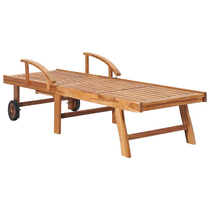 Lettini Prendisole 2 pz con Cuscino Blu Reale in Legno di Teak