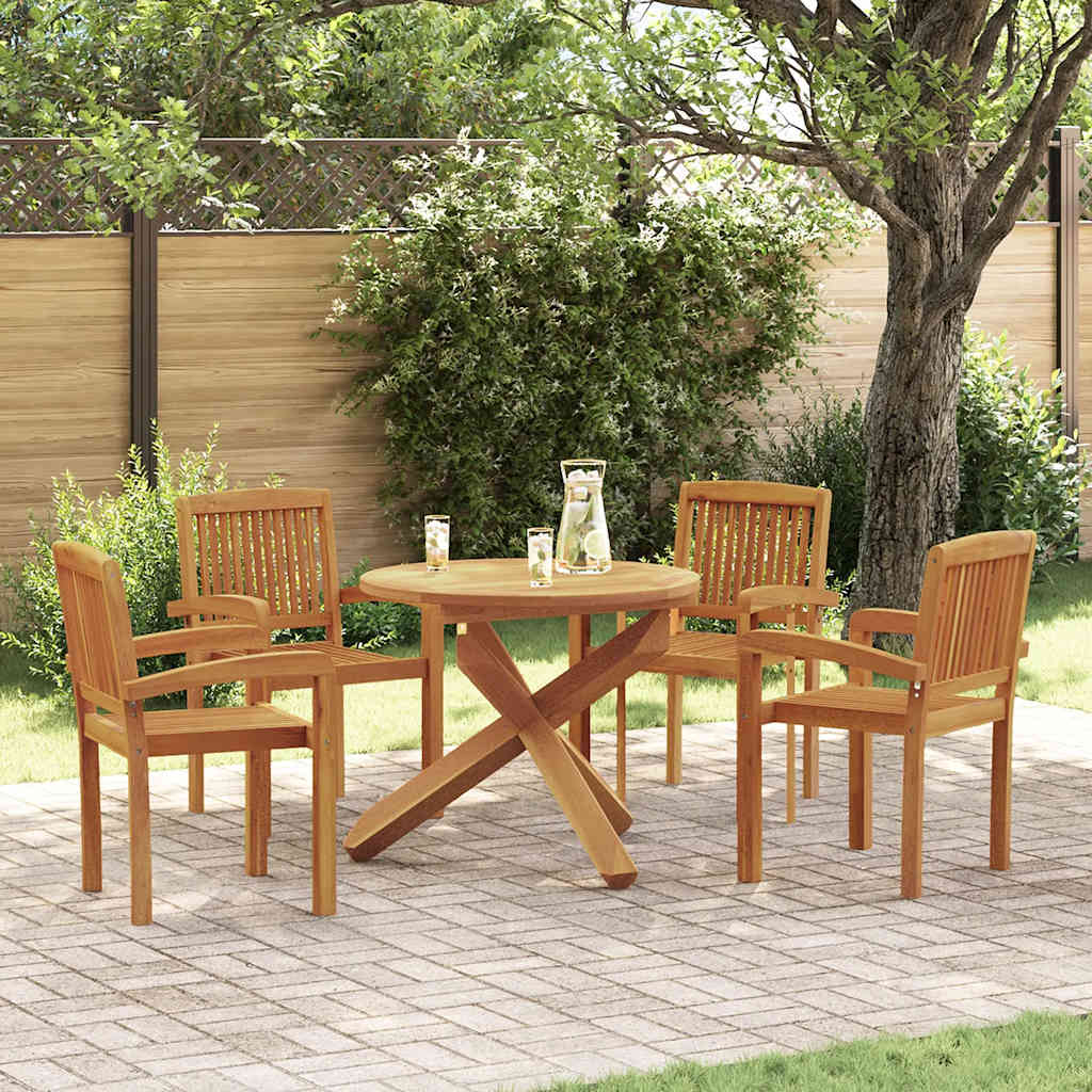 Set da Pranzo per Giardino 5 pz in Legno Massello di Teak