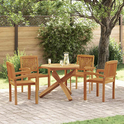 Set da Pranzo per Giardino 5 pz in Legno Massello di Teak