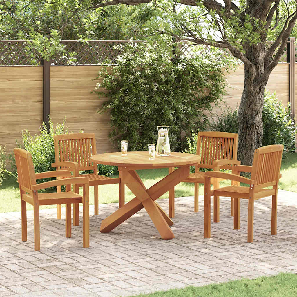 Set da Pranzo per Giardino 5 pz in Legno Massello di Teak