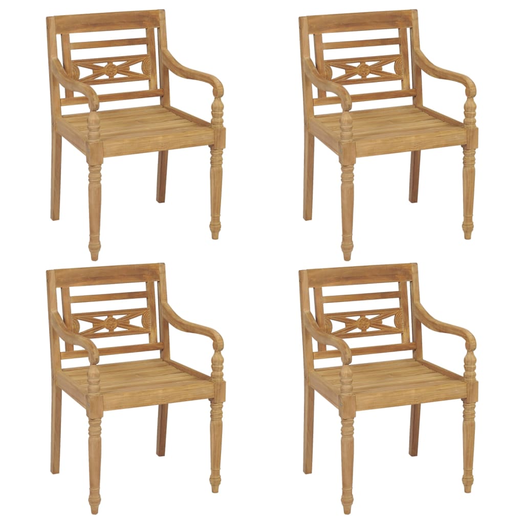 Sedie Batavia 4 pz in Legno Massello di Teak