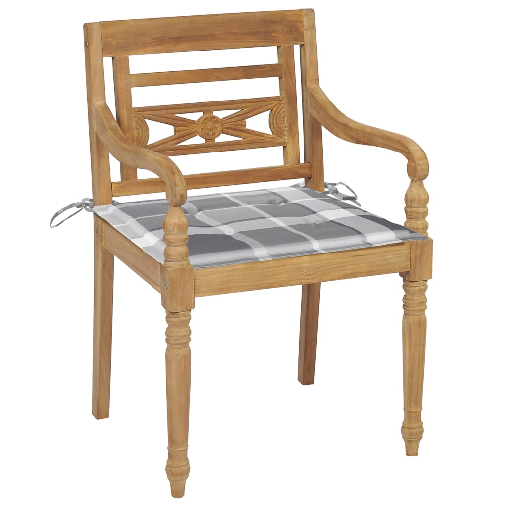 Sedie Batavia con Cuscini 4 pz in Legno Massello di Teak