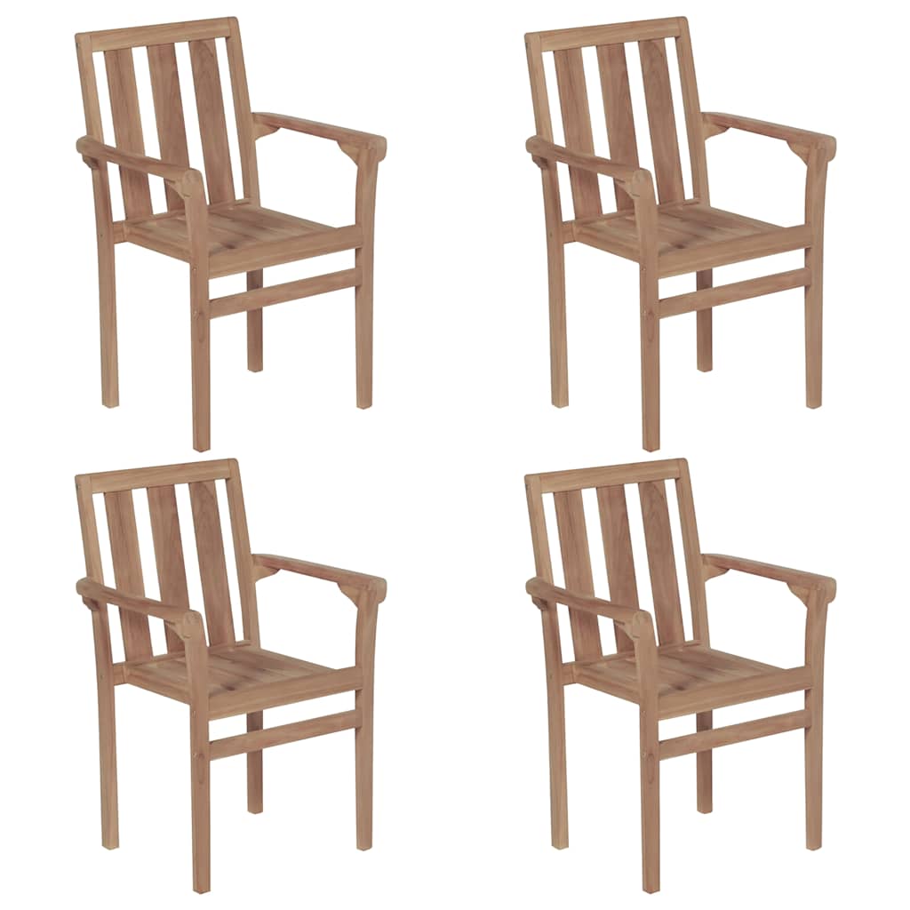 Sedie da Giardino Impilabili con Cuscini 4 pz Massello di Teak