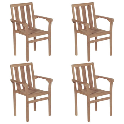 Sedie da Giardino Impilabili con Cuscini 4 pz Massello di Teak
