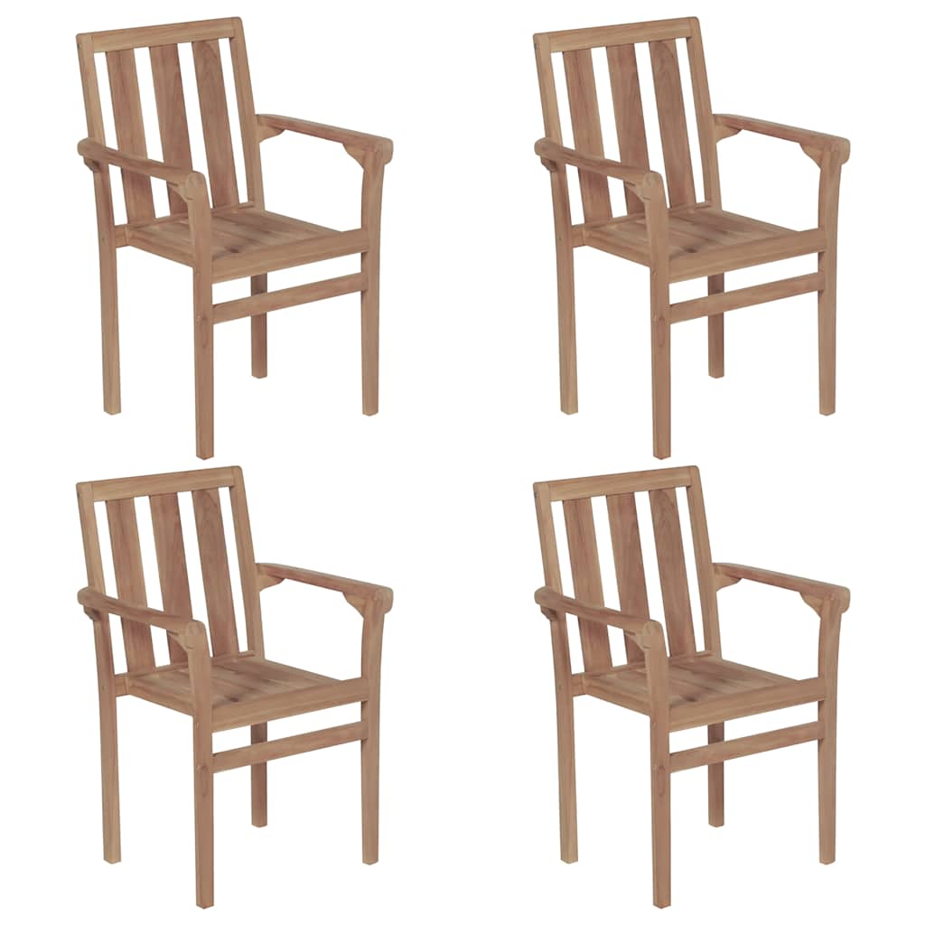 Sedie da Giardino Impilabili con Cuscini 4 pz Massello di Teak