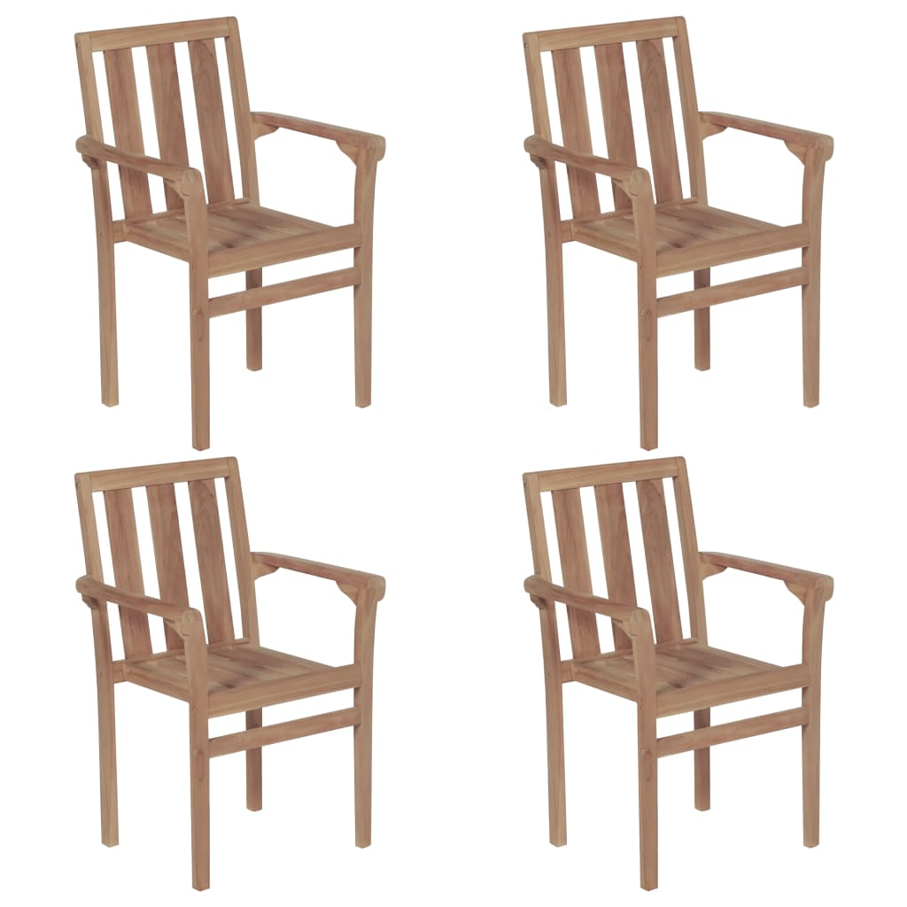 Sedie da Giardino Impilabili con Cuscini 4 pz Massello di Teak