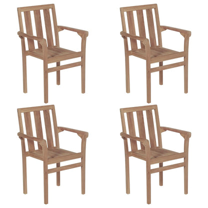 Sedie da Giardino Impilabili con Cuscini 4 pz Massello di Teak