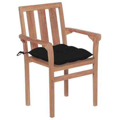 Sedie da Giardino Impilabili con Cuscini 4 pz Massello di Teak