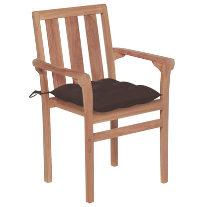 Sedie da Giardino Impilabili con Cuscini 4 pz Massello di Teak