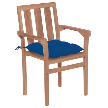 Sedie da Giardino Impilabili con Cuscini 4 pz Massello di Teak