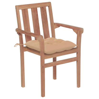 Sedie da Giardino Impilabili con Cuscini 6 pz Massello di Teak