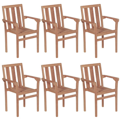 Sedie da Giardino Impilabili con Cuscini 6 pz Massello di Teak