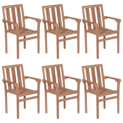 Sedie da Giardino Impilabili con Cuscini 6 pz Massello di Teak