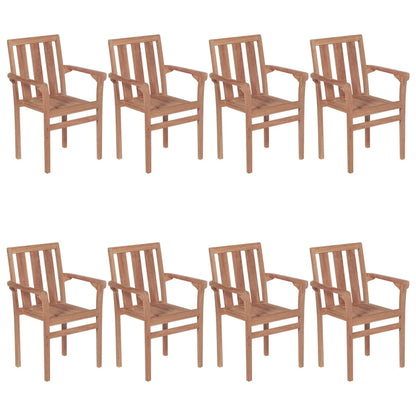 Sedie da Giardino Impilabili con Cuscini 8 pz Massello di Teak