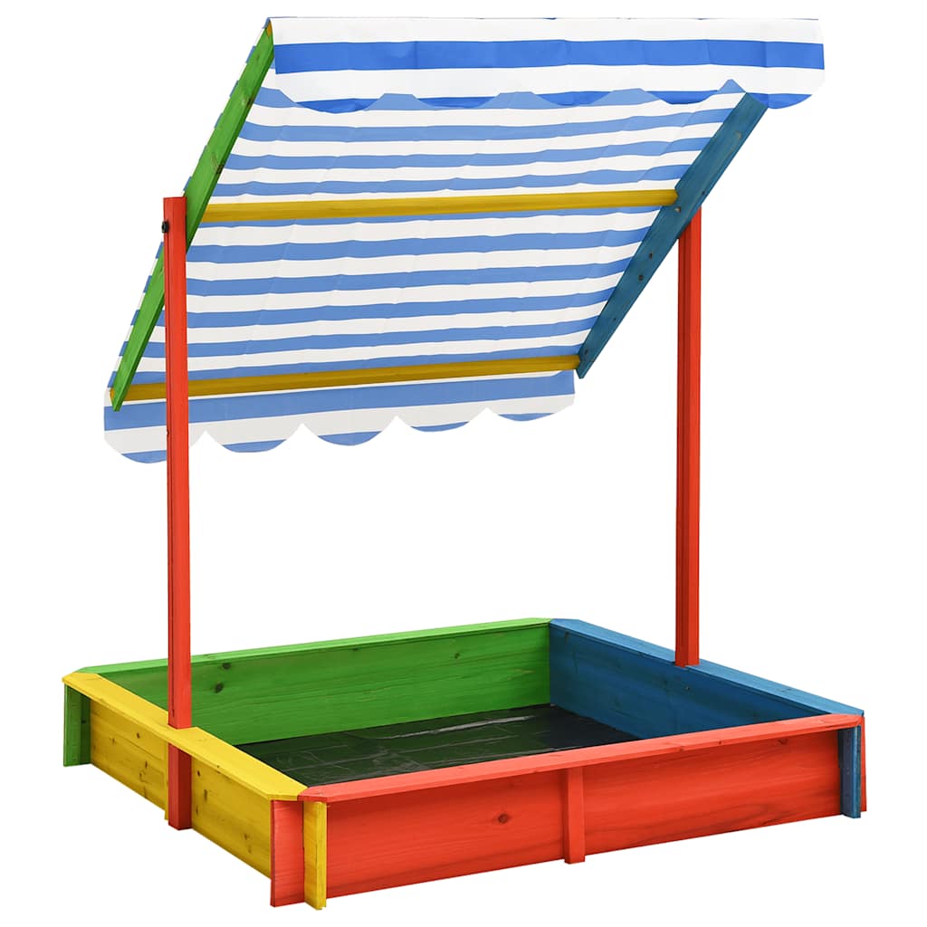 Sabbiera con Tetto Regolabile in Legno Abete Multicolore UV50