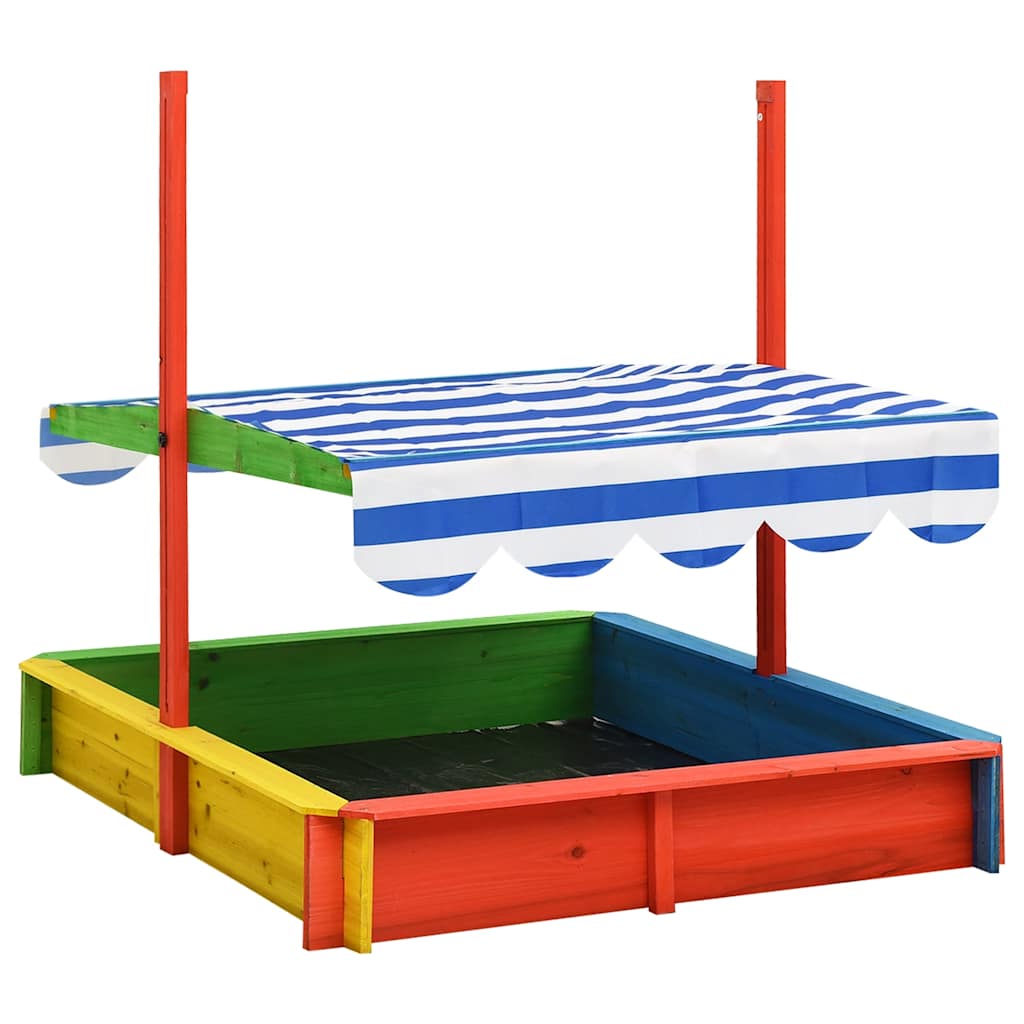 Sabbiera con Tetto Regolabile in Legno Abete Multicolore UV50