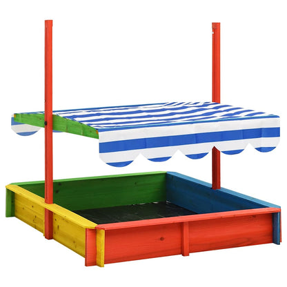 Sabbiera con Tetto Regolabile in Legno Abete Multicolore UV50
