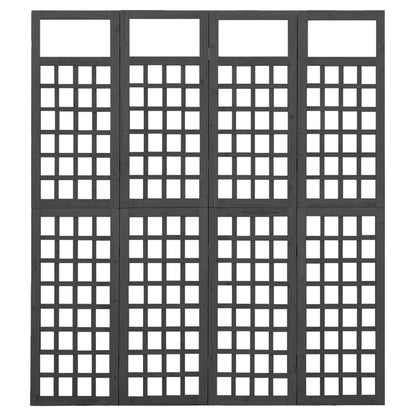 Divisorio a 4 Pannelli Legno Massello di Abete Nero 161x180 cm