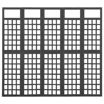 Divisorio a 5 Pannelli Legno Massello di Abete Nero 161x180 cm