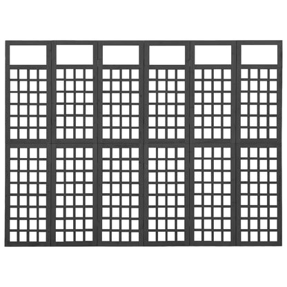 Divisorio a 6 Pannelli in Legno di Abete Nero 242,5x180 cm
