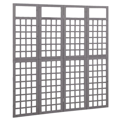 Divisorio a 4 Pannelli in Legno di Abete Grigio 161x180 cm