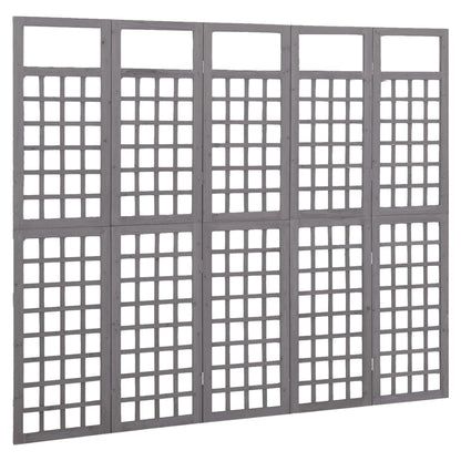 Divisorio a 5 Pannelli in Legno di Abete Grigio 201,5x180 cm