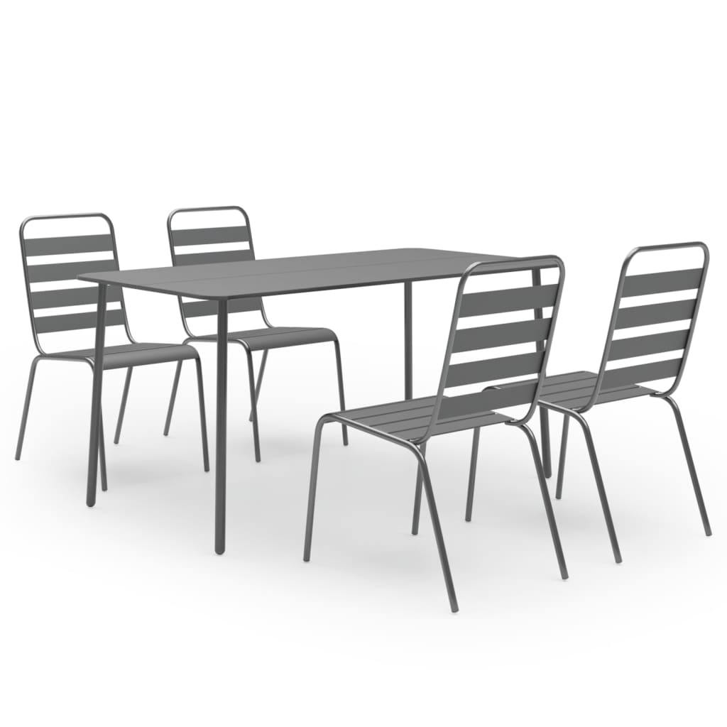 Set Mobili da Pranzo per Giardino 5 pz in Acciaio Grigio Scuro
