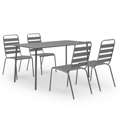 Set Mobili da Pranzo per Giardino 5 pz in Acciaio Grigio Scuro