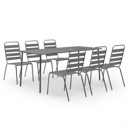 Set Mobili da Pranzo per Giardino 7 pz in Acciaio Grigio Scuro