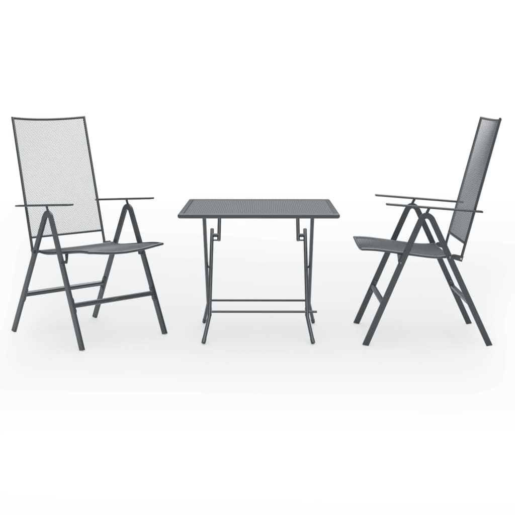 Set Pranzo da Giardino 3 pz in Acciaio Antracite