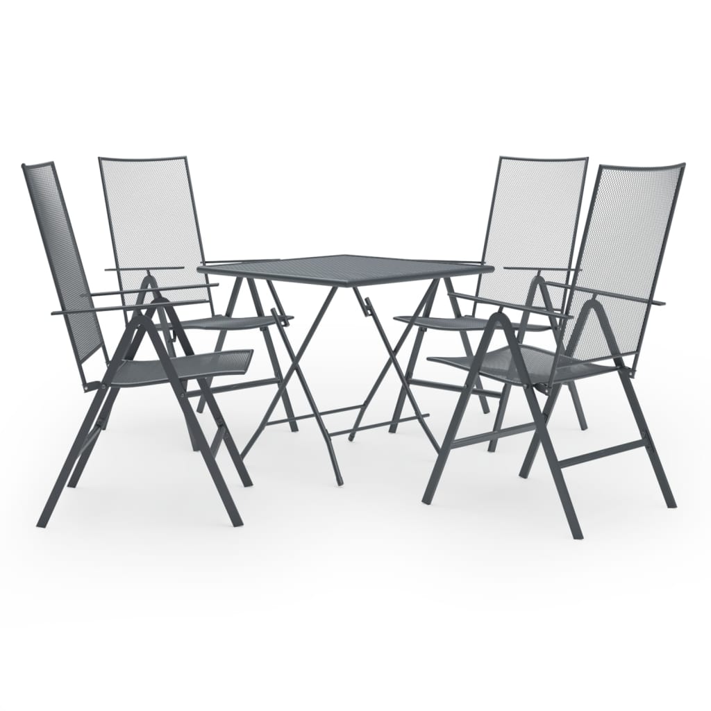 Set Pranzo da Giardino 5 pz in Acciaio Antracite