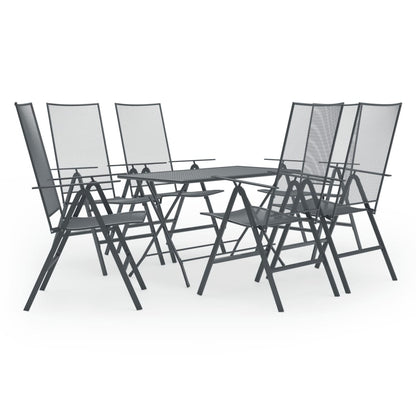 Set Pranzo da Giardino 7 pz in Acciaio Antracite