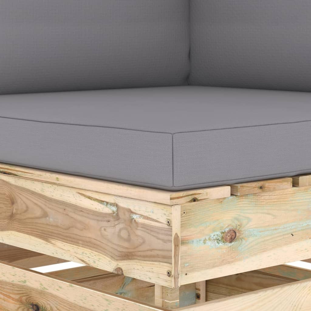 Divano Angolare Modulare con Cuscini in Legno Impregnato Verde