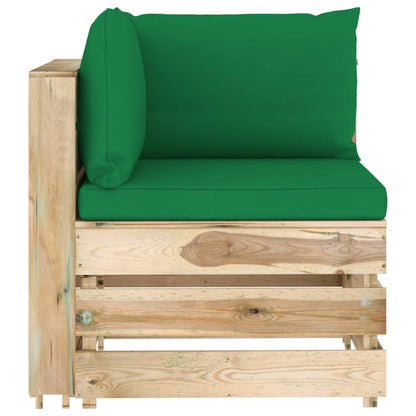 Divano Angolare Modulare con Cuscini in Legno Impregnato Verde