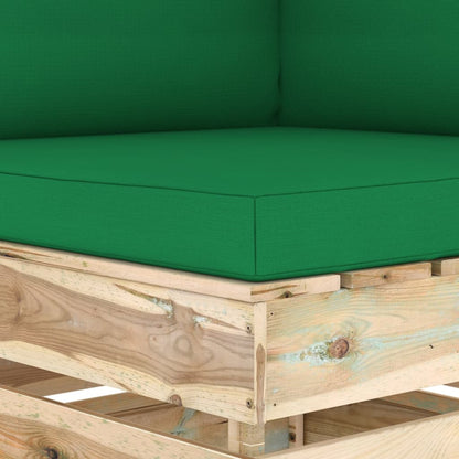 Divano Angolare Modulare con Cuscini in Legno Impregnato Verde