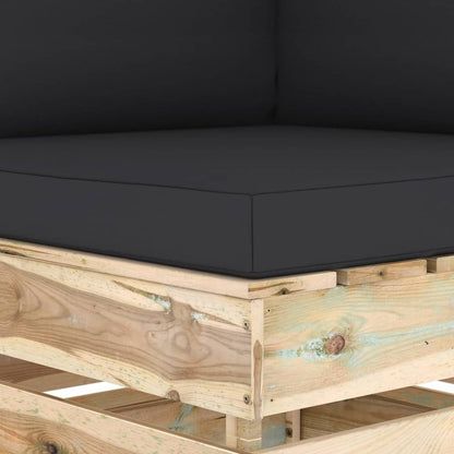 Divano Angolare Modulare con Cuscini in Legno Impregnato Verde