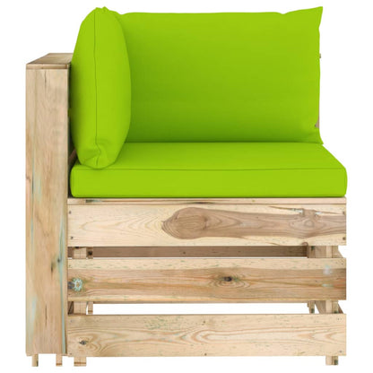 Divano Angolare Modulare con Cuscini in Legno Impregnato Verde