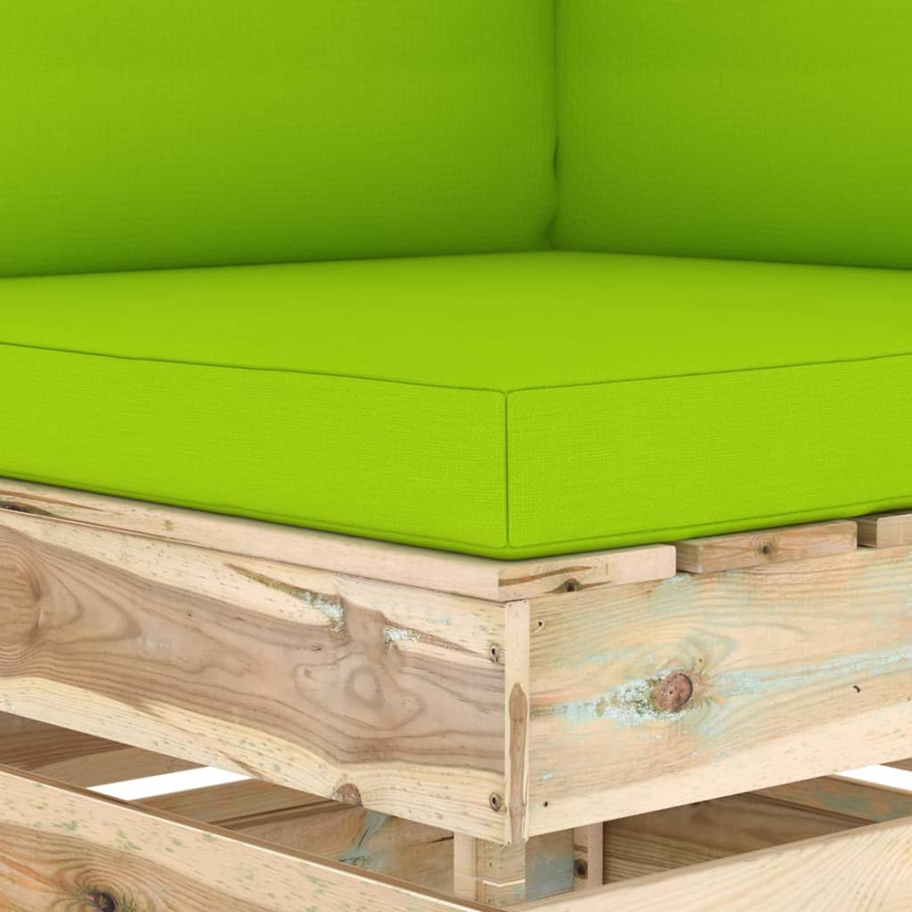 Divano Angolare Modulare con Cuscini in Legno Impregnato Verde